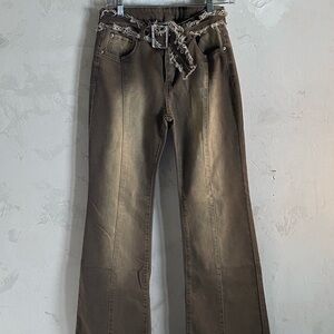 Distressed Green/Brown Women's Jeans